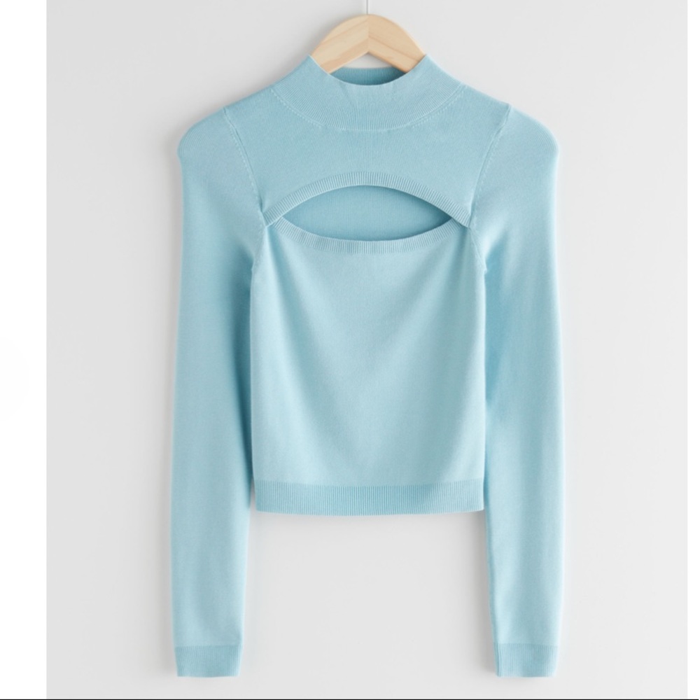 & Other Stories Light Blue Cut-Out Top